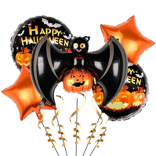 Ovanda 5 Stück Halloween Luftballons, Fledermaus Folienballon, Kürbis Ballon,Happy Halloween Foilenballons,Helium Ballon,Spinne Ballons,Dekorationen Horror Set für Jungen Mädchen,Grusel Fotorequisiten Ovanda 5 Stück Halloween Luftballons, Fledermaus Folienballon, Kürbis Ballon,Happy Halloween Foilenballons,Helium Ballon,Spinne Ballons,Dekorationen Horror Set für Jungen Mädchen,Grusel Fotorequisiten von Ovanda