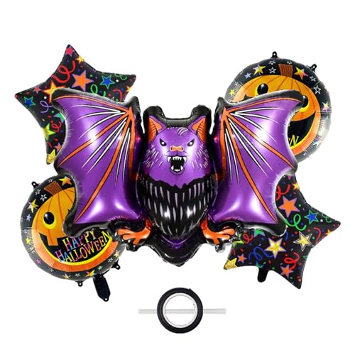 Ovanda 5 Stück Halloween Luftballons, XXL Fledermaus luftballons set, Halloween Luftballons, Fledermaus Riese, Halloweens Deko Fledermäuse Helium Luftballons, Punkt Stern Form Ballons, Kürbisballon Ovanda 5 Stück Halloween Luftballons, XXL Fledermaus luftballons set, Halloween Luftballons, Fledermaus Riese, Halloweens Deko Fledermäuse Helium Luftballons, Punkt Stern Form Ballons, Kürbisballon von Ovanda