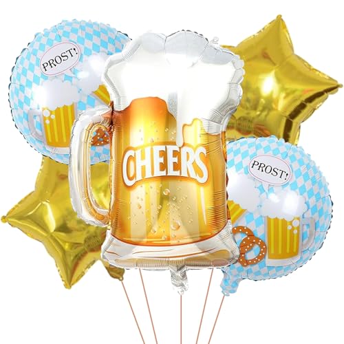 Ovanda 5 Stück Luftballons Bier,XXL Bier Folienballon,Riesen Bier Aluminium Folie Ballons, Riesenballon Bierkglas Folienballon für Hochzeits,Oktoberfest Deko,Hochzeit Bierthema Party Hochzeit Festival von Ovanda