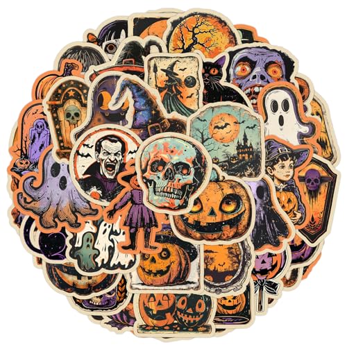 Ovanda 50 Stück Halloween Sticker, Halloween Kürbis Aufkleber Kinder,Halloweens Graffiti Sticker,Vintage Halloweens Aufkleber,Cartoon Horror Aufklebers,Geisteraufkleber,Wasserdichte Skelett Aufklebers Ovanda 50 Stück Halloween Sticker, Halloween Kürbis Aufkleber Kinder,Halloweens Graffiti Sticker,Vintage Halloweens Aufkleber,Cartoon Horror Aufklebers,Geisteraufkleber,Wasserdichte Skelett Aufklebers von Ovanda
