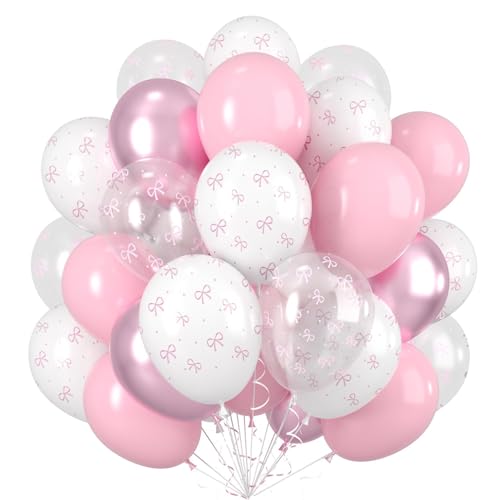 Ovanda Luftballons Geburtstag, Hochzeitsdeko 50 Stück Rosa Ballons,Schmetterling Ballon Geburtstag Deko Mädchen, Helium Ballons Latexballons, Geburtstagsdeko Luftballons für Mädchen Hochzeit Babyparty von Ovanda