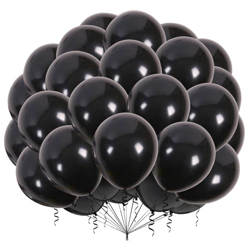 Ovanda 50 Stück Metallic Schwarze Luftballons Geburtstag,12 Zoll Schwarze Ballons,Geburtstag Luftballon Girlande Luftballons Schwarz Luftballons Hochzeit Party Deko Schwarz Casino Deko von Ovanda