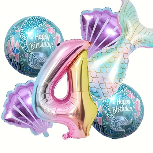 Ovanda 6 Stück Meerjungfrau Luftballon 4 Jahr, Kindergeburtstag Deko Mädchen, Bunt Meerjungfrau Ballon,Geburtstag Folienballon 4,Geburtstag Luftballon für Meerjungfrauen,Meerjungfrauen Thema Party Set Ovanda 6 Stück Meerjungfrau Luftballon 4 Jahr, Kindergeburtstag Deko Mädchen, Bunt Meerjungfrau Ballon,Geburtstag Folienballon 4,Geburtstag Luftballon für Meerjungfrauen,Meerjungfrauen Thema Party Set von Ovanda