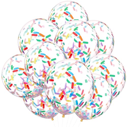 Ovanda Bunte Konfetti Luftballons, 30CM Luftballons Geburtstag, Macarons Ballons, für Geburtstag Party Hochzeit Verlobung Jubiläum Babyparty Abschlussfeier Weihnachten Karneval Dekoration von Ovanda