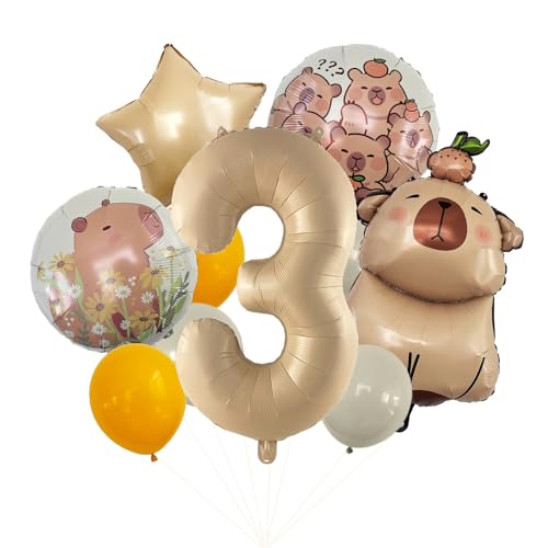 Ovanda Capybara Geburtstagsdeko 3 Jahre, Capybara Luftballon 3 Jahre Geburtstagsdeko, Folienballon 3, Kinder Geburtstagsfeier Digital Ballon Capybara Sachen Kinder Geburtstag Deko von Ovanda