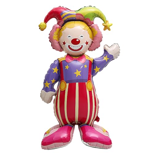 Ovanda Clown Folienballon Stehender, XXL Clown Luftballons, Karneval Deko Kinder Helium Ballon, Zirkus Deko Ballons Stehend, Karnevals Deko, für Geburtstagsdeko, Deko Einschulung, Folienballons Ovanda Clown Folienballon Stehender, XXL Clown Luftballons, Karneval Deko Kinder Helium Ballon, Zirkus Deko Ballons Stehend, Karnevals Deko, für Geburtstagsdeko, Deko Einschulung, Folienballons von Ovanda