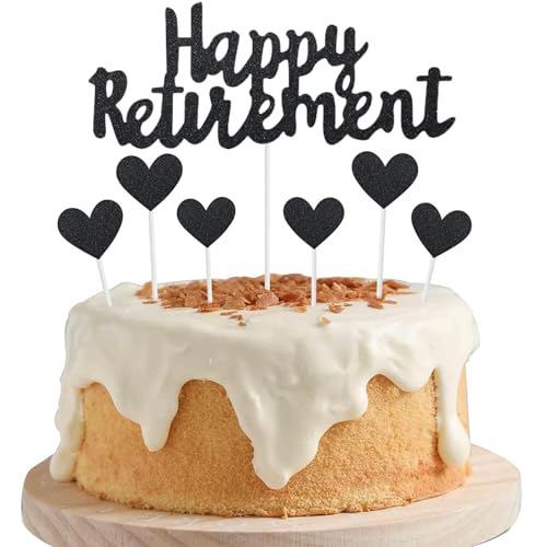 Ovanda Endlich Rente Kuchendekoration, Rentner Deko, Schwarz Ruhestand Deko Torte, Endlich Rentnerin, Happy Retirement Party Torten Dekoration, Ruhestand Deko, Rente Deko von Ovanda