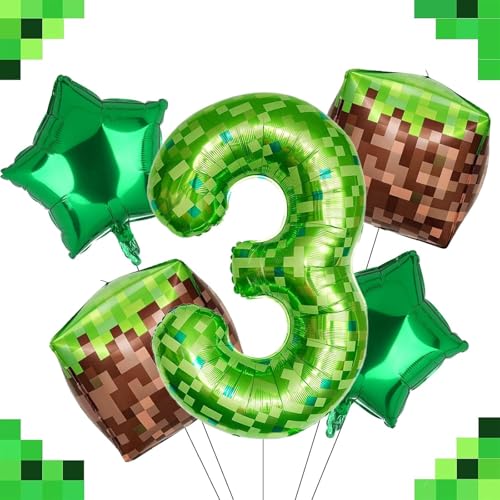 Ovanda Folienballon 3, Pixelmotiv Riesige Grüne Pixel Miner Thema Zahlenballon, Grasblöcke Luftballon, 5 Stück 100 CM XXL Luftballons 3. Geburtstag, Geburtstagsdeko 3 Jahre Junge, Luftballon Grün Ovanda Folienballon 3, Pixelmotiv Riesige Grüne Pixel Miner Thema Zahlenballon, Grasblöcke Luftballon, 5 Stück 100 CM XXL Luftballons 3. Geburtstag, Geburtstagsdeko 3 Jahre Junge, Luftballon Grün von Ovanda