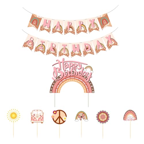 Ovanda Geburtstagsdeko Mädchen, Boho Geburtstagsdeko mit Rainbow, Happy Birthday Banner, Geburtstag Kuchendeko, Regenbogen Kuchen Deko, Geburtstag Girlande, Birthday Flag Cake Decoration Set Ovanda Geburtstagsdeko Mädchen, Boho Geburtstagsdeko mit Rainbow, Happy Birthday Banner, Geburtstag Kuchendeko, Regenbogen Kuchen Deko, Geburtstag Girlande, Birthday Flag Cake Decoration Set von Ovanda