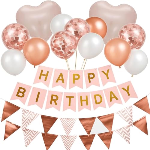 Ovanda Geburtstagsdeko Mädchen, Roségold Geburtstagsdeko, Happy Birthday Girlande, Deko Geburtstag Frau, Geburtstagsbanner Partydekoration, Luftballons Konfetti für Party Deko Mädchen Frauen Ovanda Geburtstagsdeko Mädchen, Roségold Geburtstagsdeko, Happy Birthday Girlande, Deko Geburtstag Frau, Geburtstagsbanner Partydekoration, Luftballons Konfetti für Party Deko Mädchen Frauen von Ovanda