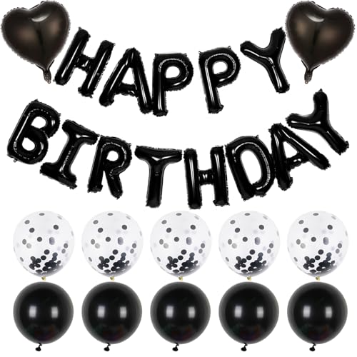 Ovanda Happy Birthday Ballon, Luftballons Schwarz Geburtstag Dekoration, Schwarz Happy Birthday Folienballons, Schwarzes Luftballons Konfetti Ballons, Buchstaben Folien Banner Helium Ballon Ovanda Happy Birthday Ballon, Luftballons Schwarz Geburtstag Dekoration, Schwarz Happy Birthday Folienballons, Schwarzes Luftballons Konfetti Ballons, Buchstaben Folien Banner Helium Ballon von Ovanda