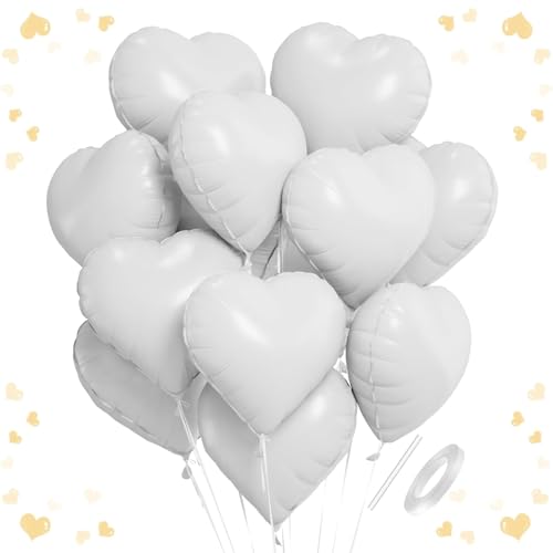 Ovanda Herz Folienballons, 18 Zoll Weiß Folienballon Herzs, Weiße Luftballons, Weiße Herz Luftballons Hochzeit Helium Set, Ballons mit Herzform Geeignet für Valentinstag, Hochzeitsfeier, Anniversary Ovanda Herz Folienballons, 18 Zoll Weiß Folienballon Herzs, Weiße Luftballons, Weiße Herz Luftballons Hochzeit Helium Set, Ballons mit Herzform Geeignet für Valentinstag, Hochzeitsfeier, Anniversary von Ovanda