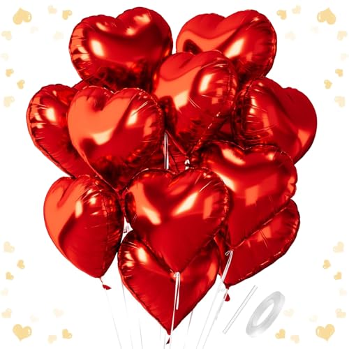 Ovanda Herz Folienballons Rot, 18 Zoll Herzluftballons Rot, Herz Luftballon Helium, Herzen Folien Ballons Party Dekoration für Geburtstag Hochzeitsfeier Anniversary Valentinstag, Rote Herzluftballons Ovanda Herz Folienballons Rot, 18 Zoll Herzluftballons Rot, Herz Luftballon Helium, Herzen Folien Ballons Party Dekoration für Geburtstag Hochzeitsfeier Anniversary Valentinstag, Rote Herzluftballons von Ovanda