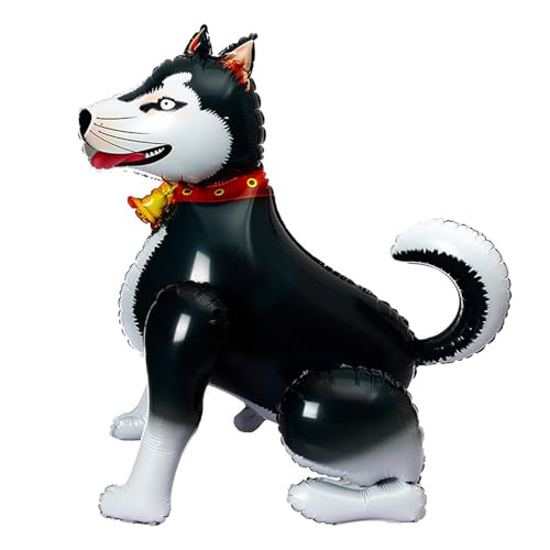 Ovanda Hund Luftballons, Husky Luftballon Hund, Folienballon Tiere, Stehend 3D Hunde Folienballon, Ballon Hunde Geburtstag Deko, Kinder Geburtstag Party Deko, Geburtstags Geschenk Kinderspielzeug von Ovanda