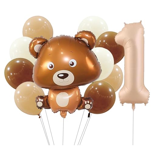 Ovanda Bär Geburtstagsdeko 1 Jahr Junge, Luftballon 1. Geburtstag Junge, Luftballons Deko 1. Geburtstag Junge, für Geeignet für Jungen- und Mädchen-Geburtstagsparty-Dekoration, Themenparty-Dekoration von Ovanda