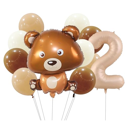 Ovanda Geburtstagsdeko 2 Jahre Junge, Bären Deko Kindergeburtstag 2 Jahres, Luftballons Geburtstag 2 Jahre Junge, Deko 2. Geburtstag Jungen, Geeignet für Jungen Geburtstagsparty-Dekoration von Ovanda
