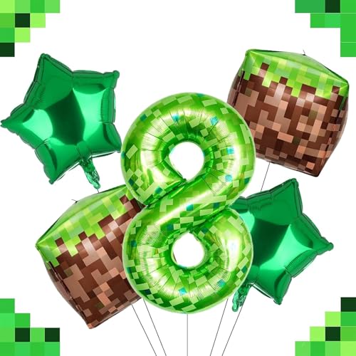 Ovanda Luftballon 8, Pixelmotiv Riesige Grüne Pixel Miner Thema Zahlenballon, Grasblöcke Luftballon, 5 Stück 100 CM XXL Folienballon 8, Deko Geburtstag Junge, Ballon 8, Geburtstag 8 Jahre Junge Ovanda Luftballon 8, Pixelmotiv Riesige Grüne Pixel Miner Thema Zahlenballon, Grasblöcke Luftballon, 5 Stück 100 CM XXL Folienballon 8, Deko Geburtstag Junge, Ballon 8, Geburtstag 8 Jahre Junge von Ovanda