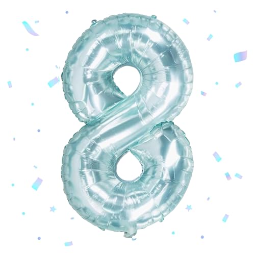 Ovanda Luftballon 8. Geburtstag Zahl, XXL Riesen Folienballon 100cm Geburtstagsdeko Ballon Zahl Deko zum Geburtstag. Fliegt mit Helium. Luftballon Zahl 8, für Babyparty Jubiläum Deko von Ovanda