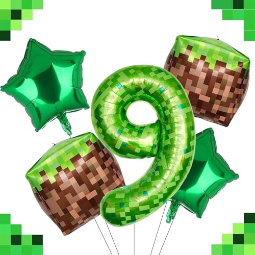Ovanda Luftballon 9, Pixelmotiv Riesige Grüne Pixel Miner Thema Zahlenballon, Grasblöcke Luftballon, 5 Stück 100 CM XXL Folienballon 9, 9. Geburtstag Junge, Geburtstag 9 Jahre Junge Ovanda Luftballon 9, Pixelmotiv Riesige Grüne Pixel Miner Thema Zahlenballon, Grasblöcke Luftballon, 5 Stück 100 CM XXL Folienballon 9, 9. Geburtstag Junge, Geburtstag 9 Jahre Junge von Ovanda