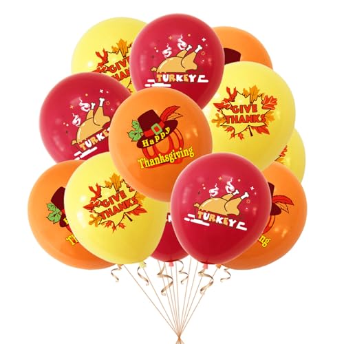 Ovanda 15 Stück Herbst Dekoration Luftballons, 12 Zoll Thanksgiving Kürbis & Blätter Party Deko, Orange Grün Weiß Ballons für Herbstdeko, Herbst Thanksgiving Ballons, Bauernhof Geburtstag, Kürbis Deko von Ovanda