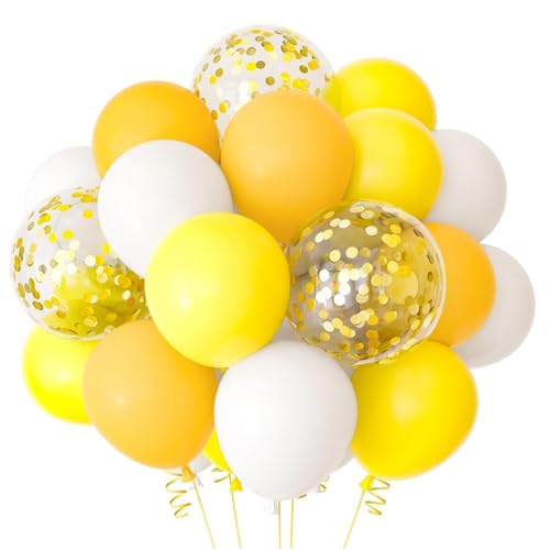 Ovanda Luftballons Gelb, 60Stück 12 Zoll Gelbe Weiß und goldene Konfetti Luftballons, Luftballons Geburtstag Hochzeit, Bienen Deko, für die Sonnenblumen Danksagung Honigbienen Mottoparty Babyparty Ovanda Luftballons Gelb, 60Stück 12 Zoll Gelbe Weiß und goldene Konfetti Luftballons, Luftballons Geburtstag Hochzeit, Bienen Deko, für die Sonnenblumen Danksagung Honigbienen Mottoparty Babyparty von Ovanda