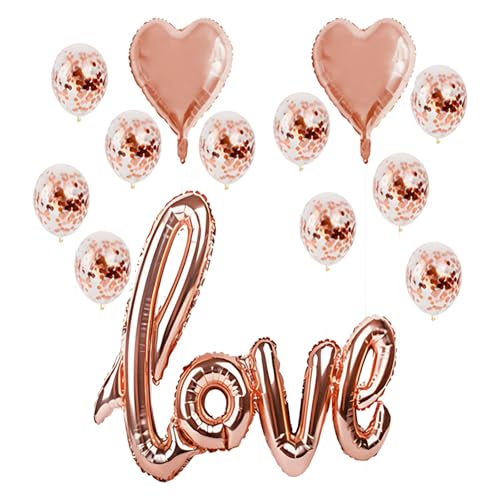 Ovanda 13 Stück Luftballons Rosegold, XXL LOVE Folienballon, Herz Konfetti Luftballons Set, für Geburtstag, Heiratsantrag, Verlobung, Hochzeit, Valentinstag Dekoration Ovanda 13 Stück Luftballons Rosegold, XXL LOVE Folienballon, Herz Konfetti Luftballons Set, für Geburtstag, Heiratsantrag, Verlobung, Hochzeit, Valentinstag Dekoration von Ovanda