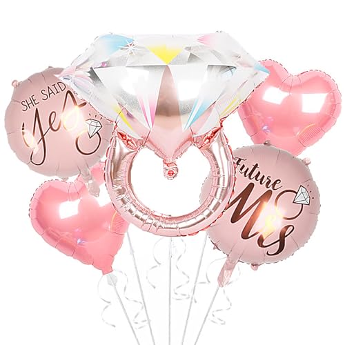Ovanda Luftballons Hochzeit, Mr and Mrs Smith Hochzeit Deko, Rosa Diamant Ring Folienballons, JGA Deko, Rosa Liebesballon für Brautdusche, Hochzeits, Bachelorette Party, Geburtstag von Ovanda
