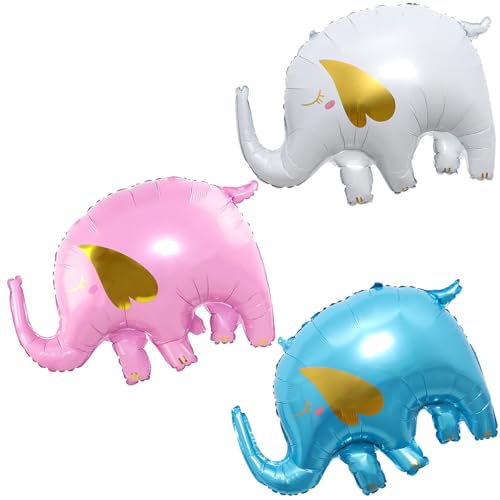 Ovanda Party Animals, 3 Stück Geburtstagsdeko Tiere Elefant Weiß Blau Rosa, Dschungel Deko Geburtstag, Folienballon, Safari Kindergeburtstag, Elefant Geschenk, Tiere Thema Geburtstag Dekoration Ovanda Party Animals, 3 Stück Geburtstagsdeko Tiere Elefant Weiß Blau Rosa, Dschungel Deko Geburtstag, Folienballon, Safari Kindergeburtstag, Elefant Geschenk, Tiere Thema Geburtstag Dekoration von Ovanda
