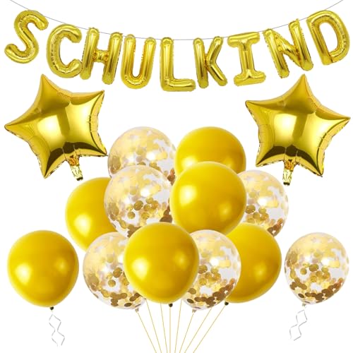 Ovanda Schulanfang Deko Einschulung Junge Mädchen, 13 Stück Einschulung Deko Set, Schulkind Deko Gold 2025,Luftballons Einschulung,Endlich Schulkind,Stern Einschulung Folienballon,Konfetti Luftballons Ovanda Schulanfang Deko Einschulung Junge Mädchen, 13 Stück Einschulung Deko Set, Schulkind Deko Gold 2025,Luftballons Einschulung,Endlich Schulkind,Stern Einschulung Folienballon,Konfetti Luftballons von Ovanda