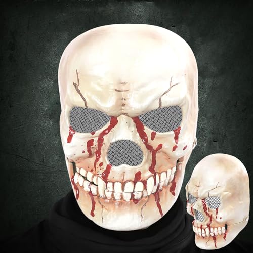 Ovanda Totenkopf Maske Halloween Deko, Halloween Horror Maske, Halloweens Kostüm Herren Gruselig, Herren Damen Maskerade Karnevalsmasken, Skelettmaske mit Beweglichem Kiefer Ovanda Totenkopf Maske Halloween Deko, Halloween Horror Maske, Halloweens Kostüm Herren Gruselig, Herren Damen Maskerade Karnevalsmasken, Skelettmaske mit Beweglichem Kiefer von Ovanda