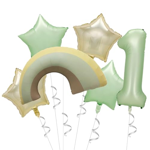 Ovanda XXL 1. Geburtstag Junge Mädchen Regenbogen Deko, Regenbogen Luftballons, Regenbogen Deko Kindergeburtstag, Folienballon Verwendet für Geburtstag Baby Shower, Jubiläum von Ovanda
