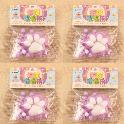 4pcs Katzen Pfoten Squishy, Squishy Cat Paw, Katzenpfoten Squishy Toy,Süße Katzenpfoten Stressabbau Fidget Toys für Erwachsene (Purple) von Oveallgo