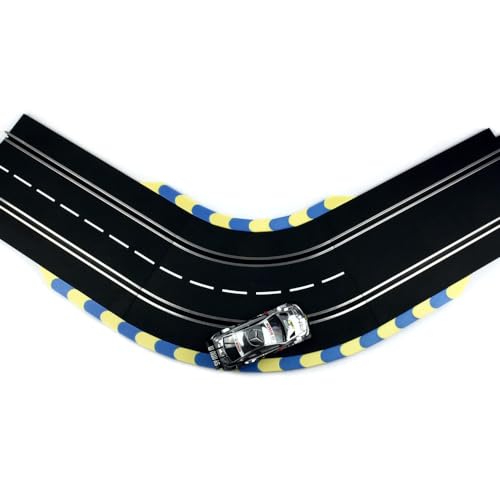 Overdrive-Racing Curbs/Kerbs Kompatibel mit Carrera 124 132 Kurven Geraden Randsteine Randstreifen Slotcar, Set:Blau-Gelb (Inkl. Anfang/Ende) von Overdrive-Racing