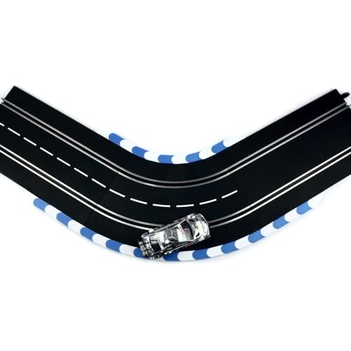 Overdrive-Racing Curbs/Kerbs Kompatibel mit Carrera 124 132 Kurven Geraden Randsteine Randstreifen Slotcar, Set:Blau-Weiß (Inkl. Anfang/Ende) von Overdrive-Racing