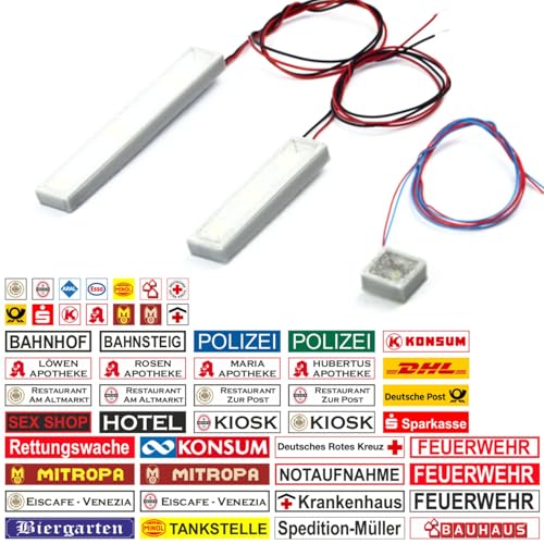 Overdrive-Racing H0 LED Schild Beleuchtet 1:87 Werbeschilder Feuerwehr Post Tankstelle DDR, H0 LED Schilder:Apotheke - 8x8mm von Overdrive-Racing