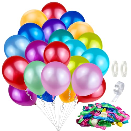 200 Stück Luftballon, 25-28cm Bunte Ballons, Naturlatex Bunte Luftballons, Luftballons Bunt Geeignet für Geburtstage Hochzeiten Partys Feiertagsfeiern Babypartys von Ovtai