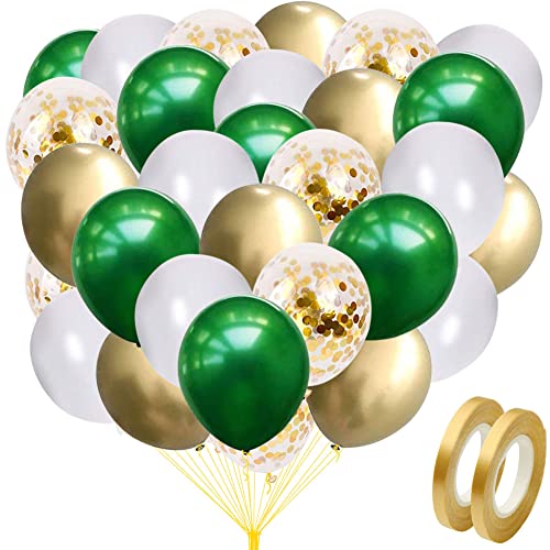 Grüne Luftballons, 60pcs 30 cm Luftballons Grün Gold, Luftballon Grün, Grüne Ballons, Ballons Grün Gold mit Metallic Konfetti Ballons fur Geburtstag Hochzeit Baby Shower Jubiläum Party Dekoration von Ovtai