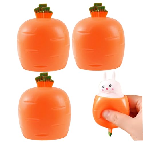 3pcs Stressspielzeug für Kinder, niedliche Karottenkaninchen -Stress -Squeeze -Spielzeug, Dehnbare Ultra -weiche Angst -Helfer -Bälle für Partygunst, Schulpreis für Schulpilze Spielzeug von Owddddtnxc