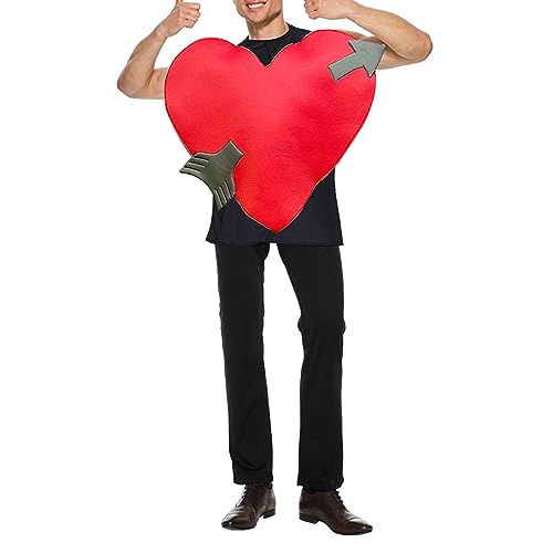 Erwachsenen-Amor-Kostüm für Männer, Valentinstag, Herz-Tops, Amor, Elfe, Outfit, Liebesherz, Maskottchen, lustige Weihnachtsoutfits (Rot, Einheitsgröße) von Owegvia