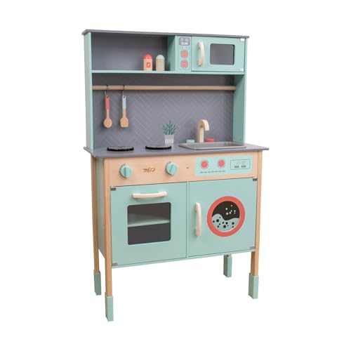 Owl & Fox Holz-Küchenset – Spielküche für Jungen & Mädchen mit Spüle, Herd, Wasserhahn, Mikrowelle, Waschmaschine & Zubehör – FSC-Zertifiziert, nachhaltig, traditionell & stilvoll – Ab 3 Jahren von Owl & Fox