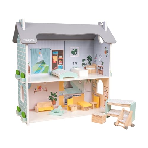 Owl & Fox Puppenhaus aus Holz, zweistöckiges, traditionelles Puppenhaus mit offener Vorderseite, mit Möbeln und Zubehör, nachhaltig angebaut, fantasievolles Rollenspiel für Jungen und Mädchen ab 3 Owl & Fox Puppenhaus aus Holz, zweistöckiges, traditionelles Puppenhaus mit offener Vorderseite, mit Möbeln und Zubehör, nachhaltig angebaut, fantasievolles Rollenspiel für Jungen und Mädchen ab 3 von Owl & Fox