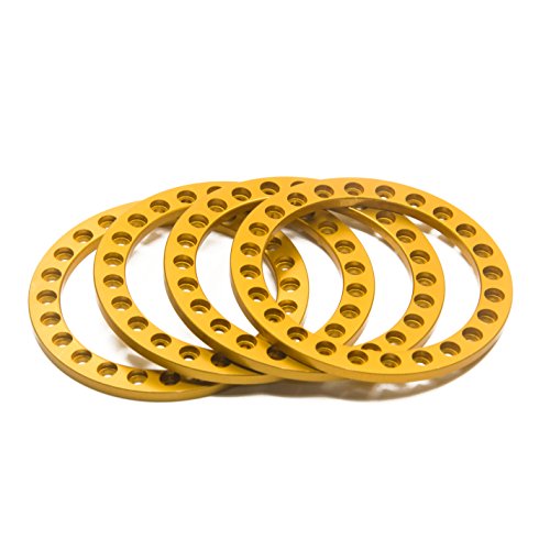 OwlKay RC-Zubehör 4 Stück CNC-Aluminiumlegierung 1,9 Zoll Radfelge äußere Beadlock-Ringe for Axial SCX10 1/10 RC Crawler Auto Ersatzteile (Color : Gold) von OwlKay