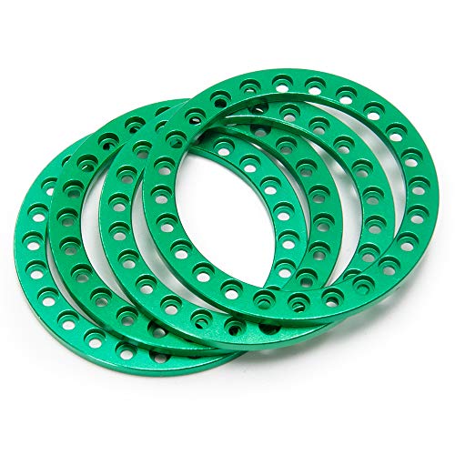 OwlKay RC-Zubehör 4 Stück CNC-Aluminiumlegierung 1,9 Zoll Radfelge äußere Beadlock-Ringe for Axial SCX10 1/10 RC Crawler Auto Ersatzteile (Color : Green) von OwlKay