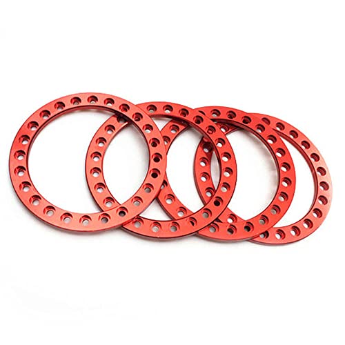 OwlKay RC-Zubehör 4 Stück CNC-Aluminiumlegierung 1,9 Zoll Radfelge äußere Beadlock-Ringe for Axial SCX10 1/10 RC Crawler Auto Ersatzteile (Color : Rood) von OwlKay