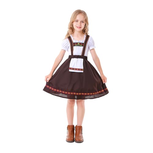 Owlfder Deutsches Dirndlkleid für Mädchen, Bayerisches Oktoberfest Kostüm, Halloween Dienstmädchenkleid für Mädchen, Bierfest Outfit von Owlfder