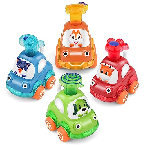 Own1one Baby Auto Spielzeug ab 1 Jahr Junge, 4 Stück Press Go Spielzeugautos ab 2 Jahre, Baby Aufziehauto für 1 2 3 Jahre Jungen Mädchen von Own1one