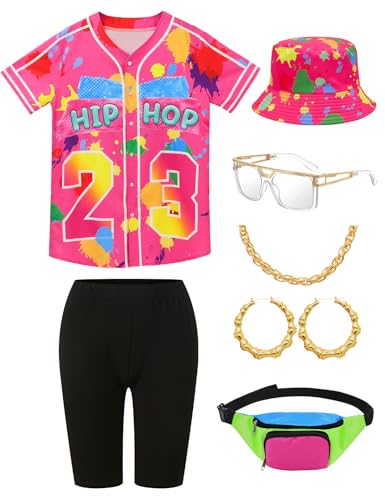 80er 90er Jahre Outfit für Damen Hip Hop Kostüm Baseball Trikot Shirt Shorts Set, 90er Jahre Outfits für Frauen Party 90er Jahre Frau Kostüme, Gold, S 80er 90er Jahre Outfit für Damen Hip Hop Kostüm Baseball Trikot Shirt Shorts Set, 90er Jahre Outfits für Frauen Party 90er Jahre Frau Kostüme, Gold, S von Owurha