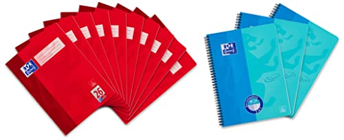 Oxford 384403226 Schule Schulheft A4 kariert, mit Rand, Lineatur 26, 32 Blatt, rot, 10er Pack & DUO 400135400 Collegeblock A4 kariert und liniert kombiniert in einem Block, blau, 3er Pack Oxford 384403226 Schule Schulheft A4 kariert, mit Rand, Lineatur 26, 32 Blatt, rot, 10er Pack & DUO 400135400 Collegeblock A4 kariert und liniert kombiniert in einem Block, blau, 3er Pack von Oxford