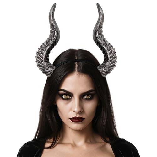 Oxtxuzdm Elegante Teufelshörner Stirnbänder Kostüm Event Partys Cosplay Kopfschmuck verstellbar Punk Haarschmuck für Damen Herren Teufelshorn Kopfschmuck von Oxtxuzdm
