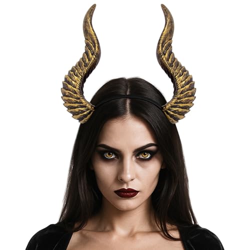 Oxtxuzdm Elegante Teufelshörner Stirnbänder Kostüm Event Partys Cosplay Kopfschmuck verstellbar Punk Haarschmuck für Damen Herren Teufelshorn Kopfschmuck von Oxtxuzdm